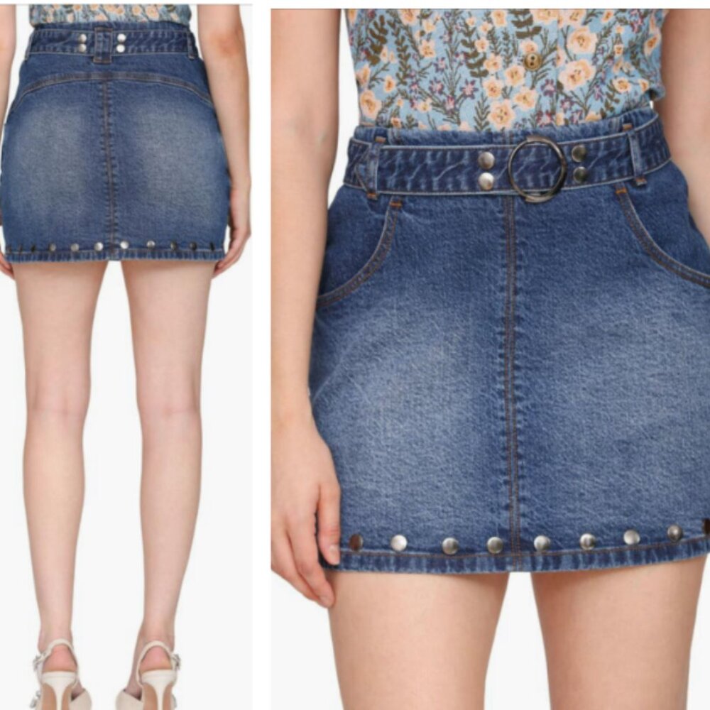 Avec Les Filles Belted Stud Miniskirt NWT Sz 12